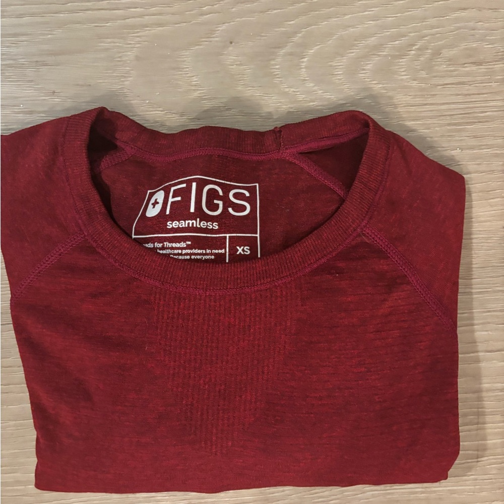 Figs Seamless Long Sleeve Top in Burgundy Red